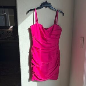 BCBGMaxAzria Fuchsia Ruched Mini Dress